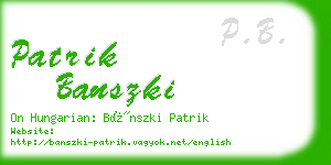 patrik banszki business card